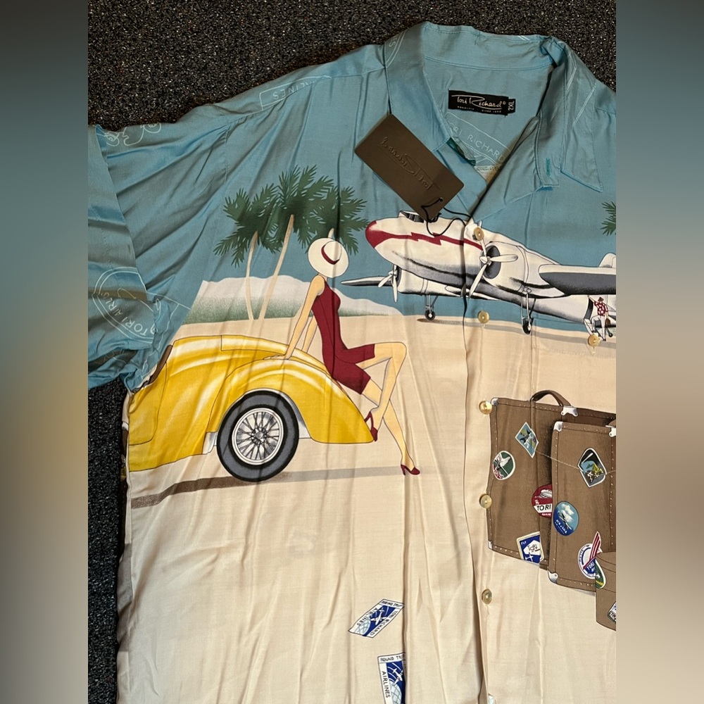 Tori Richard Men's 2XL NWT plane Hawaiian Shirt - Picture 2 of 4
